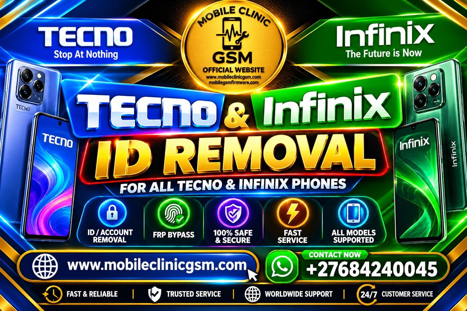 02= Tecno ID, Infinix, iTel ID Removal - Cloud ID Officially OFF (All Models Supported) IF YOU ORDER WRONG and MDM NO REFUND 